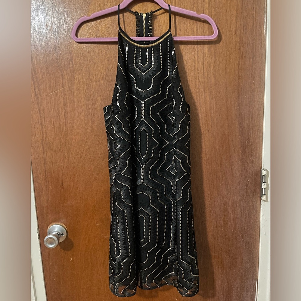 Saylor black and gold sequin minidress